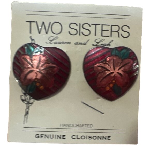 Vintage Two Sisters Genuine Porcelain, Hand-crafted Earrings, Rare, Chunky, Bold - Picture 3 of 5